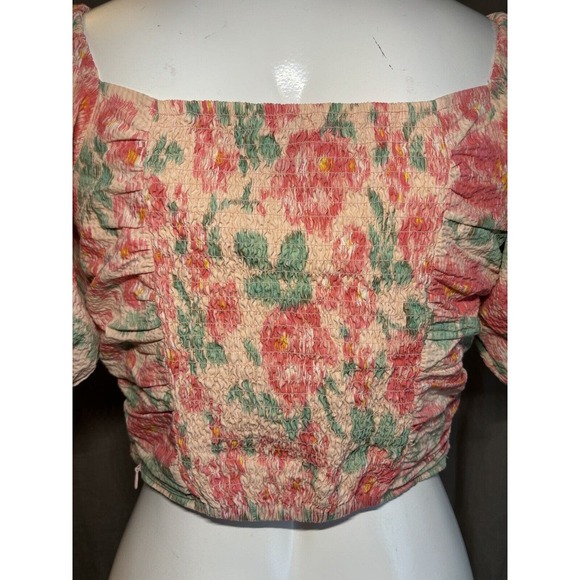 Urban Revivo Cottagecore Flowers Floral Puff Sleeve Crop Top Pink Size Size 6 - Picture 6 of 11